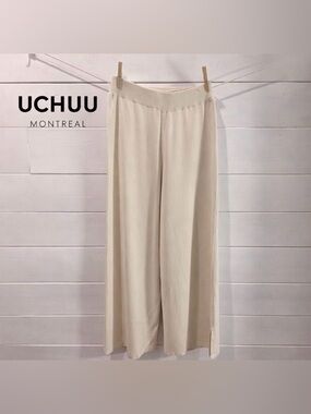 UCHUU - Beige Wide-Leg Knit Pants (Estimated S/M)